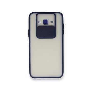 BSSM Samsung Galaxy J7 Palm Buzlu Kamera Sürgülü Silikon - Lacivert Kılıf