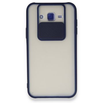 BSSM Samsung Galaxy J7 Palm Buzlu Kamera Sürgülü Silikon - Lacivert Kılıf