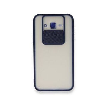BSSM Samsung Galaxy J7 Palm Buzlu Kamera Sürgülü Silikon - Lacivert Kılıf