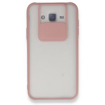 BSSM Samsung Galaxy J7 Palm Buzlu Kamera Sürgülü Silikon - Pembe Kılıf