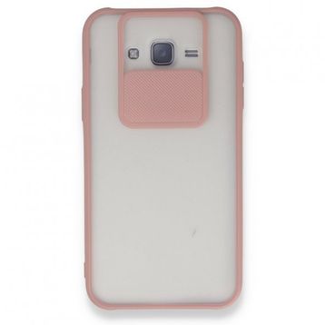 BSSM Samsung Galaxy J7 Palm Buzlu Kamera Sürgülü Silikon - Pembe Kılıf