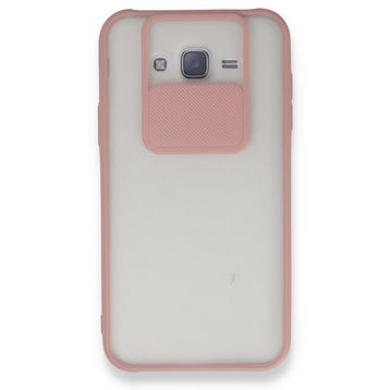 BSSM Samsung Galaxy J7 Palm Buzlu Kamera Sürgülü Silikon - Pembe Kılıf