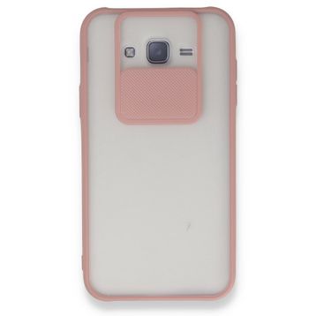 BSSM Samsung Galaxy J7 Palm Buzlu Kamera Sürgülü Silikon - Pembe Kılıf