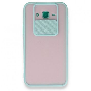 BSSM Samsung Galaxy J7 Palm Buzlu Kamera Sürgülü Silikon - Turkuaz Kılıf
