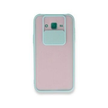 BSSM Samsung Galaxy J7 Palm Buzlu Kamera Sürgülü Silikon - Turkuaz Kılıf