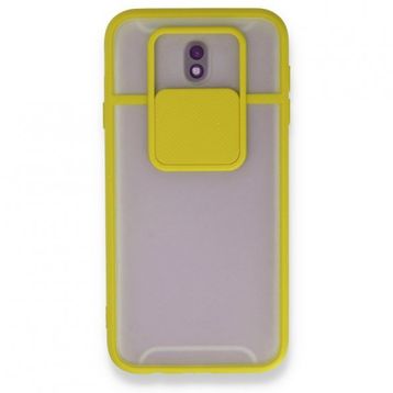 BSSM Samsung Galaxy J7 Pro J730 Palm Buzlu Kamera Sürgülü Silikon Sarı Kılıf
