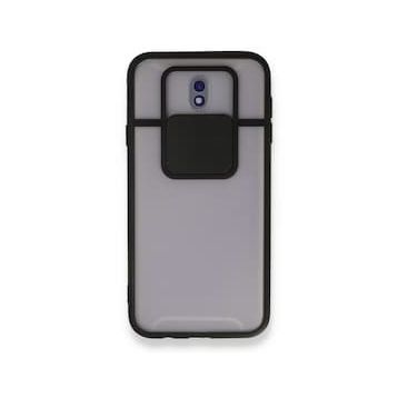 BSSM Samsung Galaxy J7 Pro J730 Palm Buzlu Kamera Sürgülü Silikon Siyah Kılıf