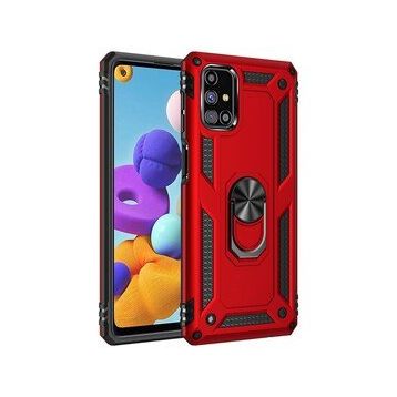 BSSM Samsung Galaxy M31S Sofya Yüzüklü Silikon Kapak Kırmızı Kılıf