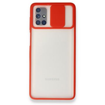 BSSM Samsung Galaxy M51 Palm Buzlu Kamera Sürgülü Kırmızı Silikon Kılıf