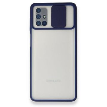 BSSM Samsung Galaxy M51 Palm Buzlu Kamera Sürgülü Silikon Lacivert Kılıf