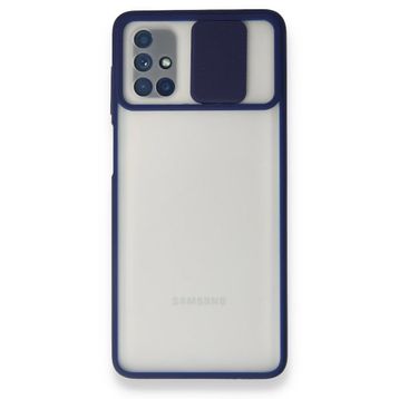 BSSM Samsung Galaxy M51 Palm Buzlu Kamera Sürgülü Silikon Lacivert Kılıf