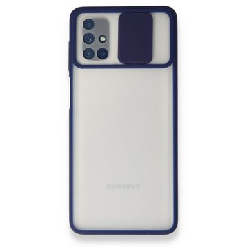BSSM Samsung Galaxy M51 Palm Buzlu Kamera Sürgülü Silikon Lacivert Kılıf