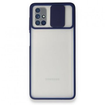 BSSM Samsung Galaxy M51 Palm Buzlu Kamera Sürgülü Silikon Lacivert Kılıf