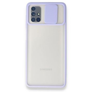 BSSM Samsung Galaxy M51 Palm Buzlu Kamera Sürgülü Silikon Lila Kılıf