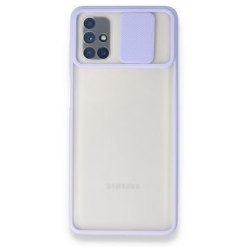 BSSM Samsung Galaxy M51 Palm Buzlu Kamera Sürgülü Silikon Lila Kılıf