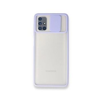 BSSM Samsung Galaxy M51 Palm Buzlu Kamera Sürgülü Silikon Lila Kılıf
