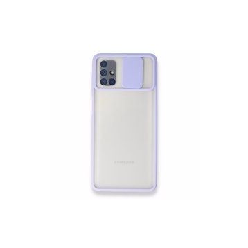 BSSM Samsung Galaxy M51 Palm Buzlu Kamera Sürgülü Silikon Lila Kılıf