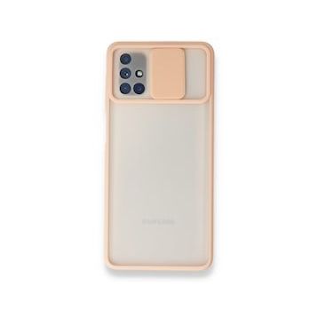 BSSM Samsung Galaxy M51 Palm Buzlu Kamera Sürgülü Silikon Pembe Kılıf