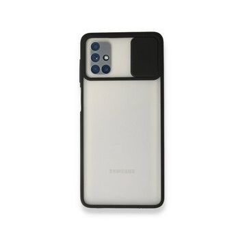 BSSM Samsung Galaxy M51 Palm Buzlu Kamera Sürgülü Silikon Siyah Kılıf