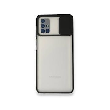BSSM Samsung Galaxy M51 Palm Buzlu Kamera Sürgülü Silikon Siyah Kılıf