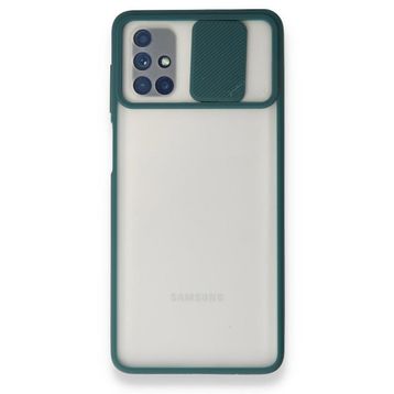 BSSM Samsung Galaxy M51 Palm Buzlu Kamera Sürgülü Silikon Yeşil Kılıf