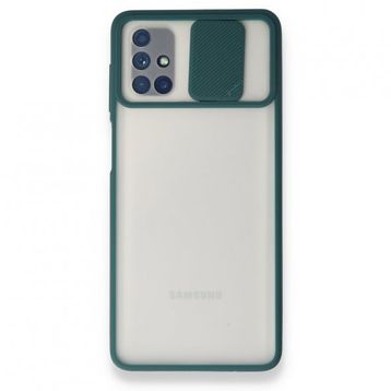 BSSM Samsung Galaxy M51 Palm Buzlu Kamera Sürgülü Silikon Yeşil Kılıf