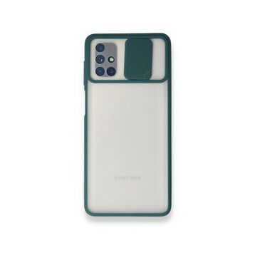 BSSM Samsung Galaxy M51 Palm Buzlu Kamera Sürgülü Silikon Yeşil Kılıf