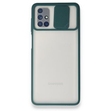 BSSM Samsung Galaxy M51 Palm Buzlu Kamera Sürgülü Silikon Yeşil Kılıf