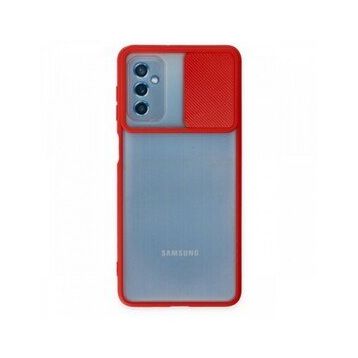 BSSM Samsung Galaxy M52 5G Palm Buzlu Kamera Sürgülü Silikon Kırmızı Kılıf