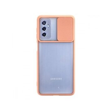 BSSM Samsung Galaxy M52 5G Palm Buzlu Kamera Sürgülü Silikon Pembe Kılıf