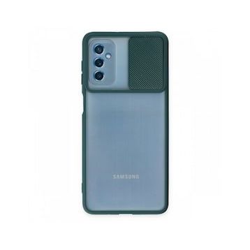 BSSM Samsung Galaxy M52 5G Palm Buzlu Kamera Sürgülü Silikon Yeşil Kılıf