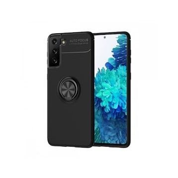 BSSM Samsung Galaxy S21 Plus Range Yüzüklü Silikon Siyah Kılıf