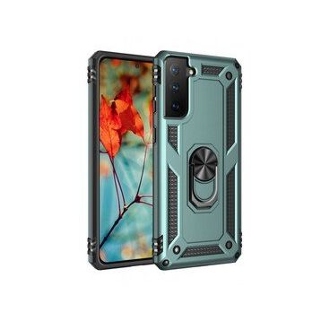 BSSM Samsung Galaxy S21 Sofya Yüzüklü Silikon Kapak Yeşil Kılıf