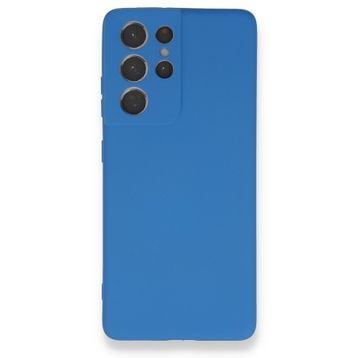 BSSM Samsung Galaxy S21 Ultra Nano İçi Kadife Silikon Mavi Kılıf