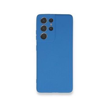 BSSM Samsung Galaxy S21 Ultra Nano İçi Kadife Silikon Mavi Kılıf