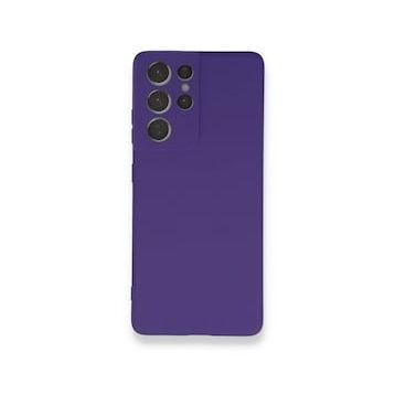 BSSM Samsung Galaxy S21 Ultra Nano İçi Kadife Silikon Mor Kılıf