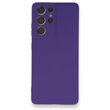 BSSM Samsung Galaxy S21 Ultra Nano İçi Kadife Silikon Mor Kılıf
