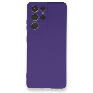 BSSM Samsung Galaxy S21 Ultra Nano İçi Kadife Silikon Mor Kılıf
