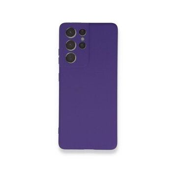 BSSM Samsung Galaxy S21 Ultra Nano İçi Kadife Silikon Mor Kılıf