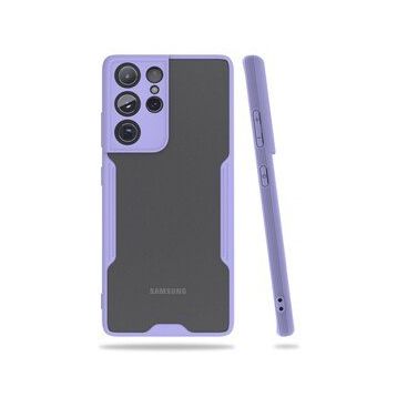 BSSM Samsung Galaxy S21 Ultra Platin Silikon Lila Kılıf