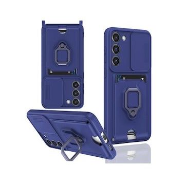 BSSM Samsung Galaxy S23 Plus Zuma Kartvizitli Yüzüklü Silikon Lacivert Kılıf