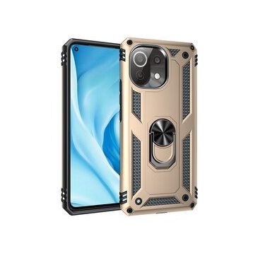 BSSM Sofya Yüzüklü Silikon Kapak - Gold Xiaomi Mİ 11 Lite Kılıf