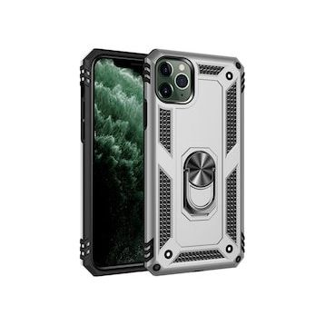 BSSM Sofya Yüzüklü Silikon Kapak - Gümüş iPhone 11 Pro Kılıf