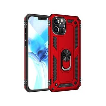 BSSM Sofya Yüzüklü Silikon Kapak - Kırmızı iPhone 12 Pro Max Kılıf