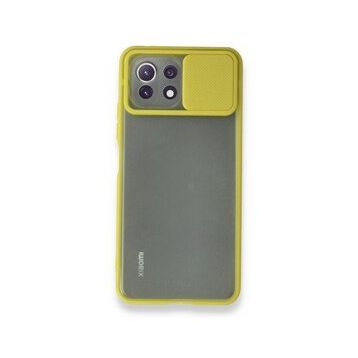 BSSM Xiaomi Mİ 11 Lite Palm Buzlu Kamera Sürgülü Silikon Sarı Kılıf
