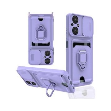 BSSM Xiaomi Poco M5 Zuma Kartvizitli Yüzüklü Silikon Lila Kılıf