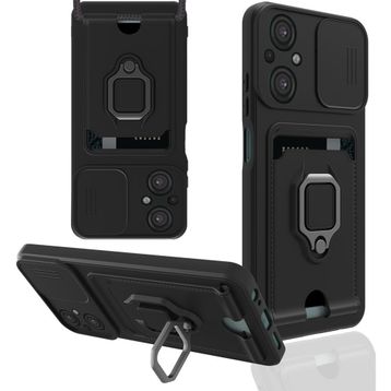 BSSM Xiaomi Poco M5 Zuma Kartvizitli Yüzüklü Siyah Silikon Kılıf