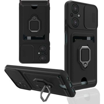 BSSM Xiaomi Poco M5 Zuma Kartvizitli Yüzüklü Siyah Silikon Kılıf