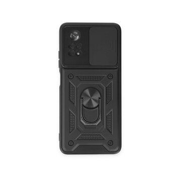 BSSM Xiaomi Poco X4 Pro 5G Pars Lens Yüzüklü Silikon Cep Telefonu Kılıfı Siyah