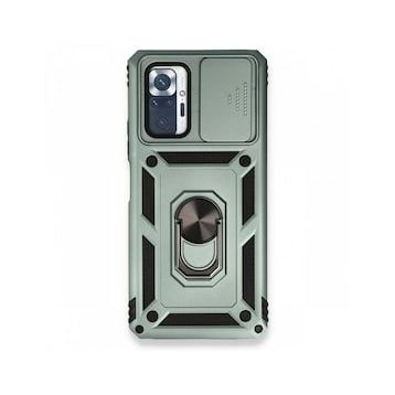 BSSM Xiaomi Redmi Note 10 Pro Pars Lens Yüzüklü Silikon Yeşil Cep Telefonu Kılıfı